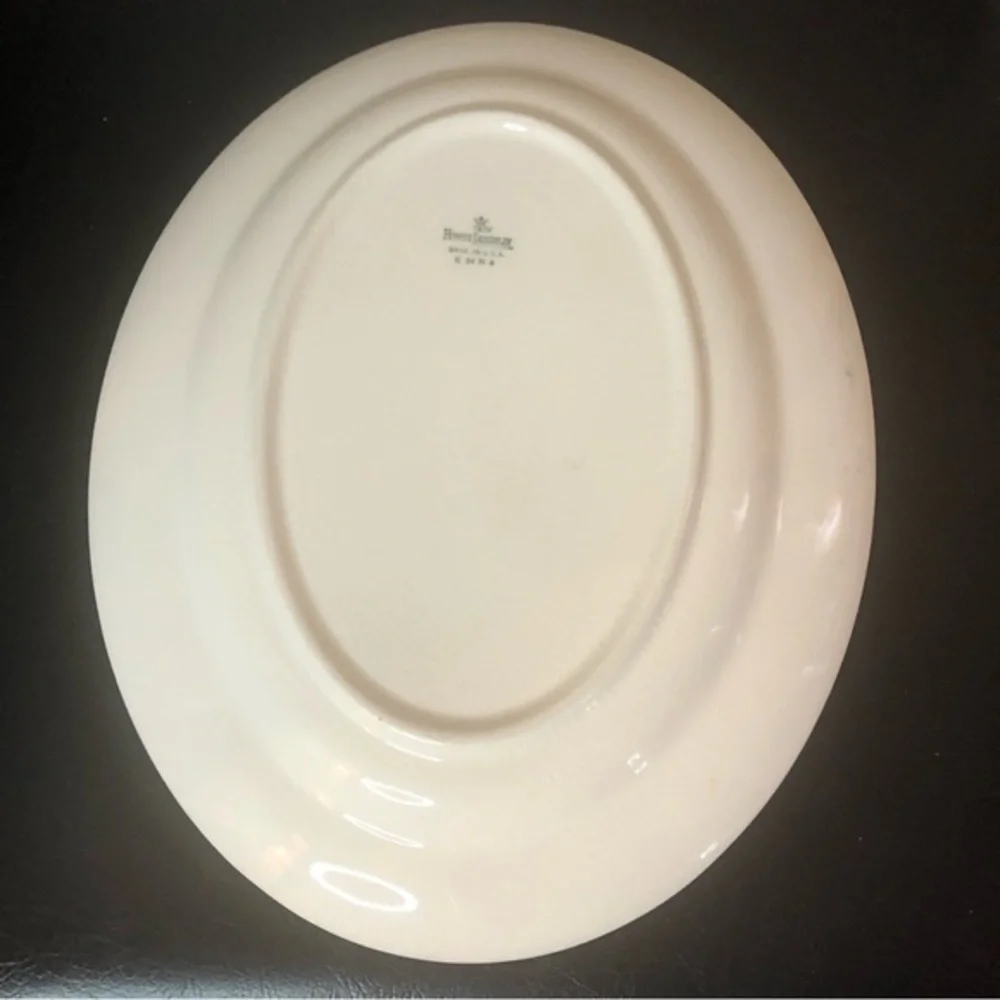 Homer Laughlin Platter MCM orange black flower daisy some crazing very good